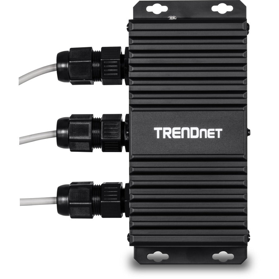 TRENDnet Extension Gigabit UPoE industrielle extérieure à 2 ports, étend 100 m - Distance totale jusqu'à 200 m (656'), prend en charge PoE (15,4 W), PoE+ (30 W), UPoE (60 W), boîtier IP67, TI-EU120 TI-EU120