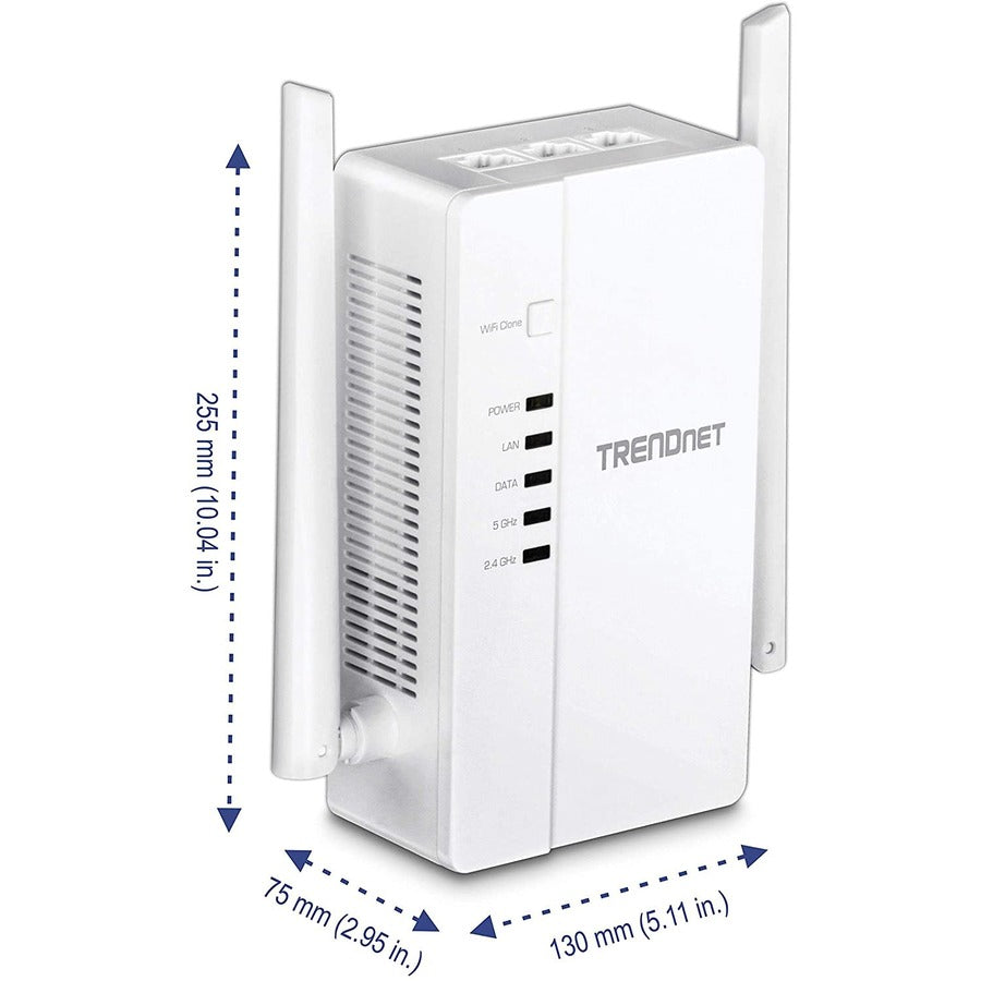 TRENDnet Wi-Fi Everywhere Powerline 1200 AV2 AC1200 Wireless Access Point, Expand Your Wireless Coverage, Built-in Concurrent Dual-Band, 3 x Gigabit Ports, MIMO, Beamforming, White, TPL-430AP TPL-430AP