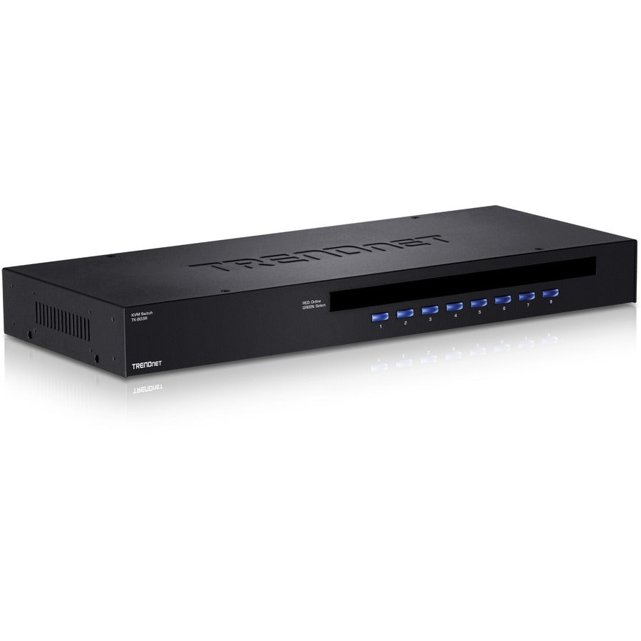 TRENDnet 8-Port USB/PS2 Rack Mount KVM Switch, TK-803R, VGA & USB Connection, Supports USB & PS/2 Connections, Device Monitoring, Auto Scan, Audible Feedback, Control up to 8 Computers/Servers TK-803R