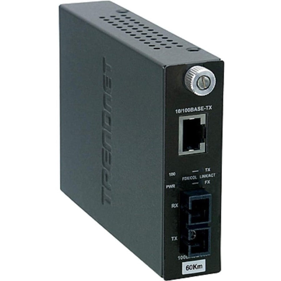 TRENDnet 100Base-TX to 100Base-FX Single Mode SC Fiber Media Converter (60 Km; 37.3 Miles); Auto-Negotiation; Full Duplex; RJ-45 port; Fiber to Ethernet Converter; Lifetime Protection; TFC-110S60 TFC-110S60