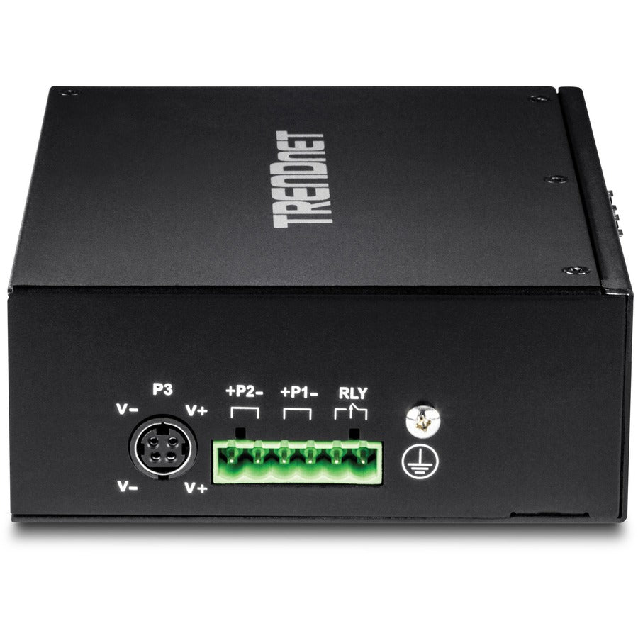 TRENDnet 10-Port Industrial Gigabit PoE+ DIN-Rail Switch, 8 x Gigabit PoE+ Ports, DIN-Rail Mount, 2 x SFP Slots, 240W PoE Power Budget, Network Switch, IP30, QoS, Lifetime Protection, Black, TI-PG102 TI-PG102