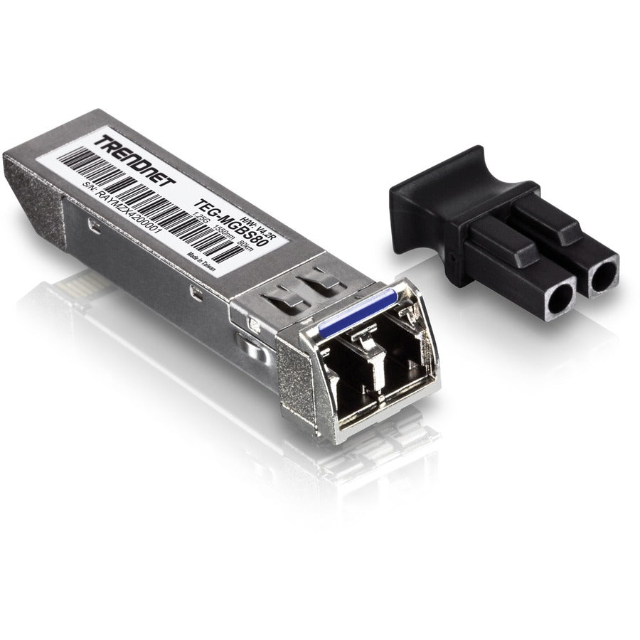 TRENDnet SFP to RJ45 Mini-GBIC Single-Mode LC Module; TEG-MGBS80; Mini-GBIC Module for Single Mode Fiber; LC Connector Type; Up to 80 Km (49.7 Miles); 1.25Gbps Gigabit Ethernet; Lifetime Protection TEG-MGBS80