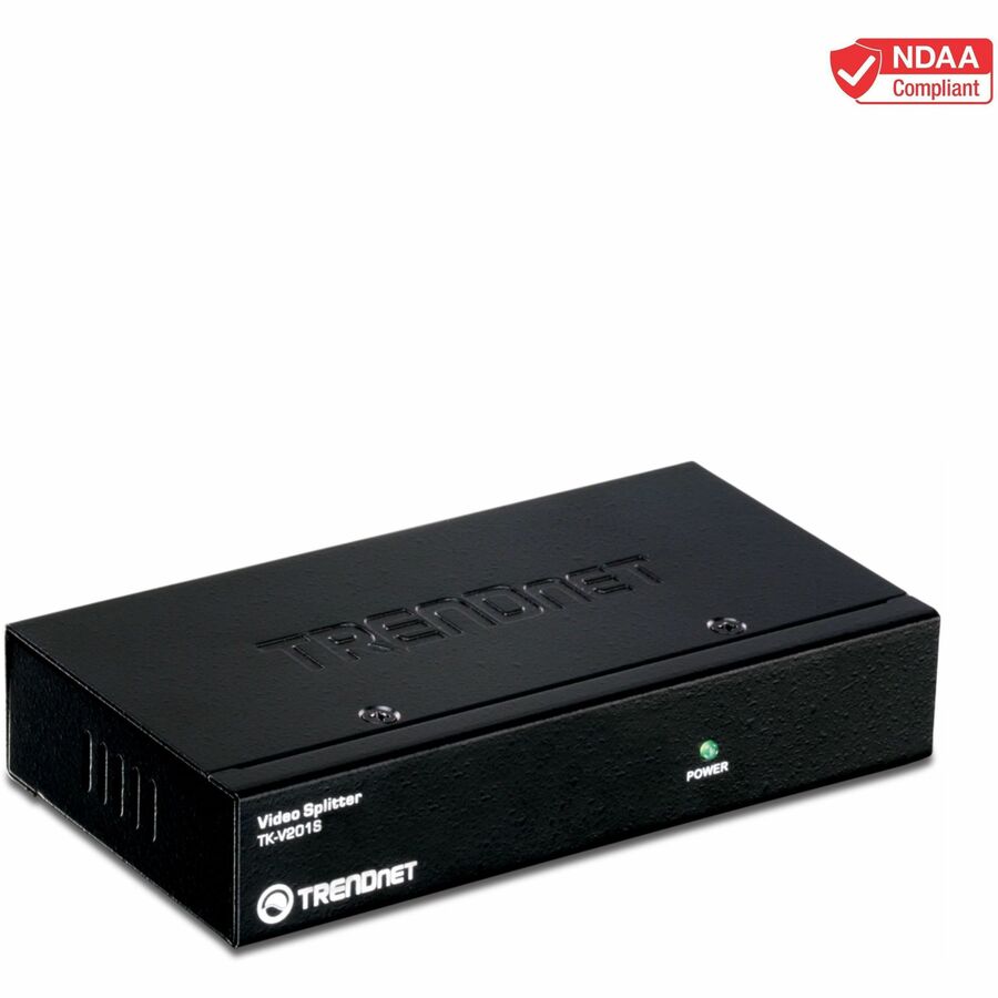 TRENDnet 2-Port Stackable Video Splitter, Video Resolution up to 1920 x 1440, Cascade up to 3 units, Support VGA, SVGA, Multisync Display, TK-V201S TK-V201S