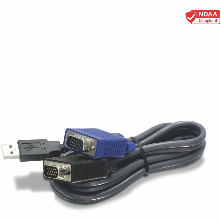 TRENDnet Câble KVM USB VGA 2 en 1, 1,83 m (6 pieds), VGA-SVGA HDB 15 broches mâle à mâle, USB 1.1 Type A, connectez les ordinateurs avec ports VGA et USB, câble clavier-souris USB et câble moniteur , Noir, TK-CU06 TK-CU06