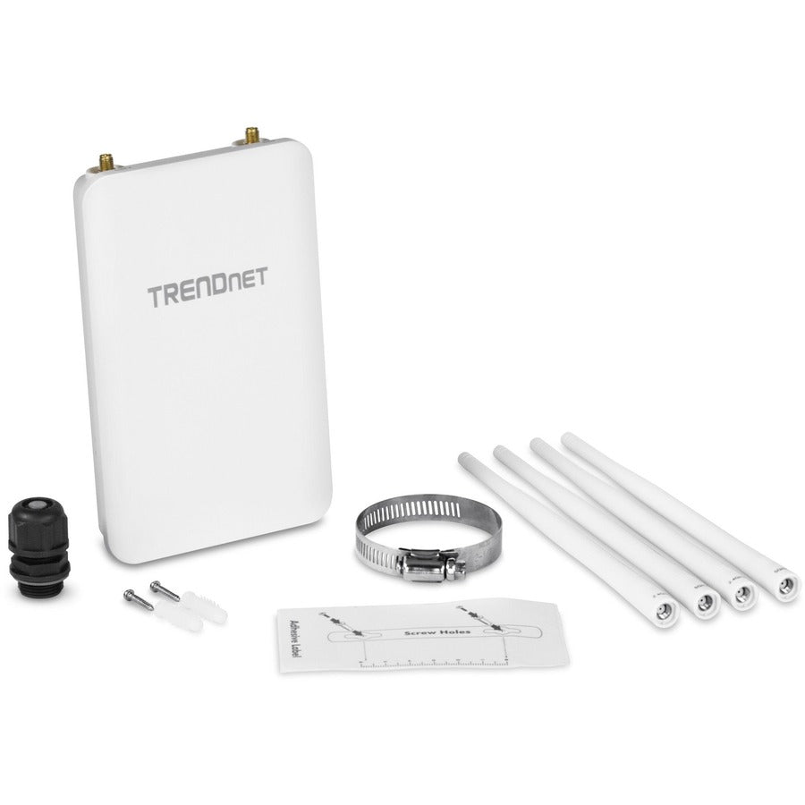 TRENDnet 5 DBI Wireless AC1300 Outdoor PoE+ Omni-Directional Access Point; TEW-841APBO; 4 X 5 DBI Omni Directional Antennas; Point-to-Point & Point-to-Multi-Point WiFi Bridging; IEEE 802.3AT PoE+ TEW-841APBO