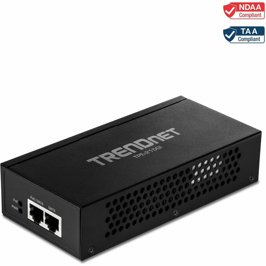 TRENDnet 2.5G PoE+ Injector, TPE-215GI, PoE (15.4W) or PoE+ (30W), Converts a non-PoE Port to a PoE+ 2.5G Port, 2.5GBASE-T Compliant, Integrated Power Supply, Network a PoE device up to 100m (328 ft.) TPE-215GI