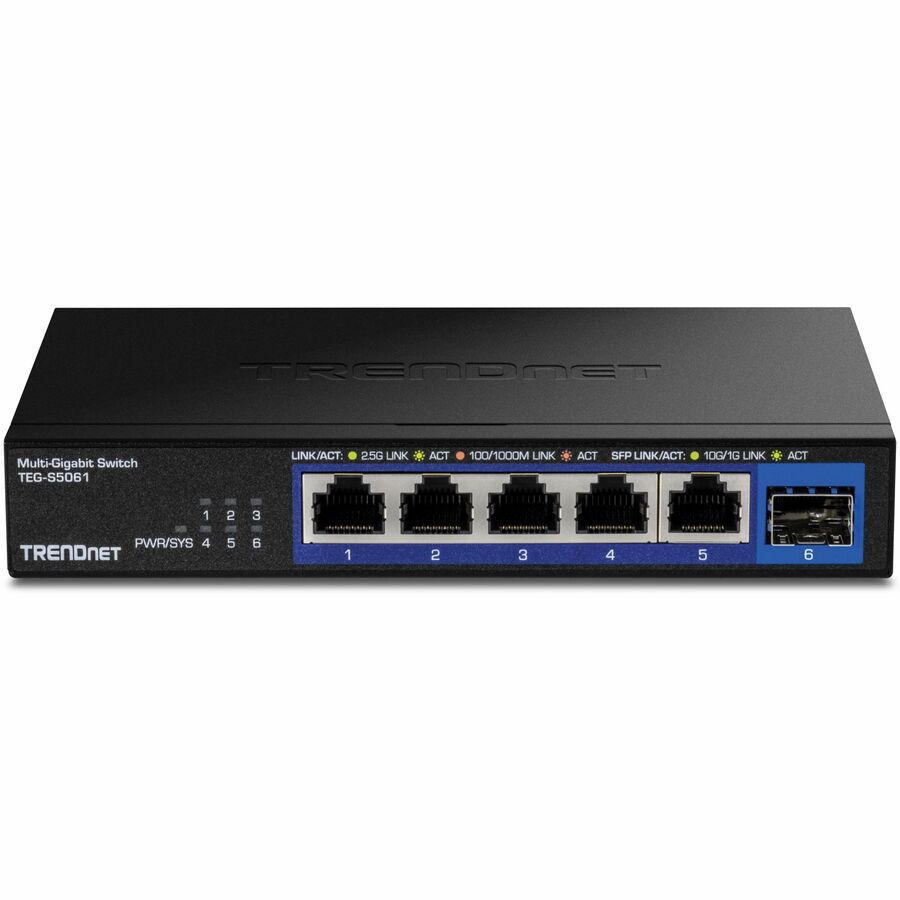 TRENDnet 6-Port 2.5G Unmanaged Switch with 10G SFP+ Port TEG-S5061