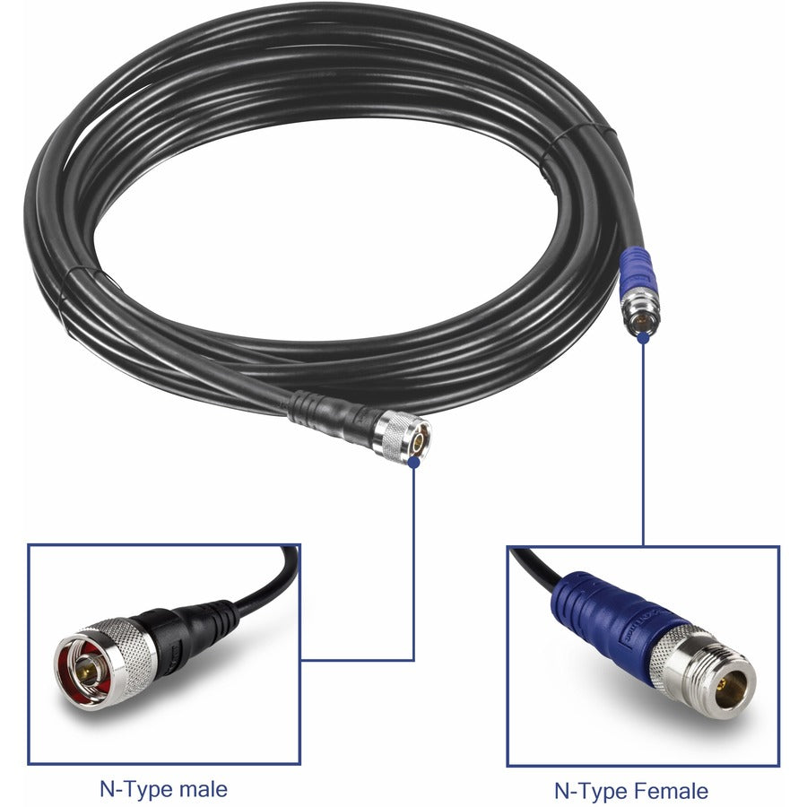 TRENDnet LMR-LW400 Low Loss N-Type Male to N-Type Female Cable, 6m (19.6 ft.), 2.4/5GHz Compatible, TEW-L406 TEW-L406