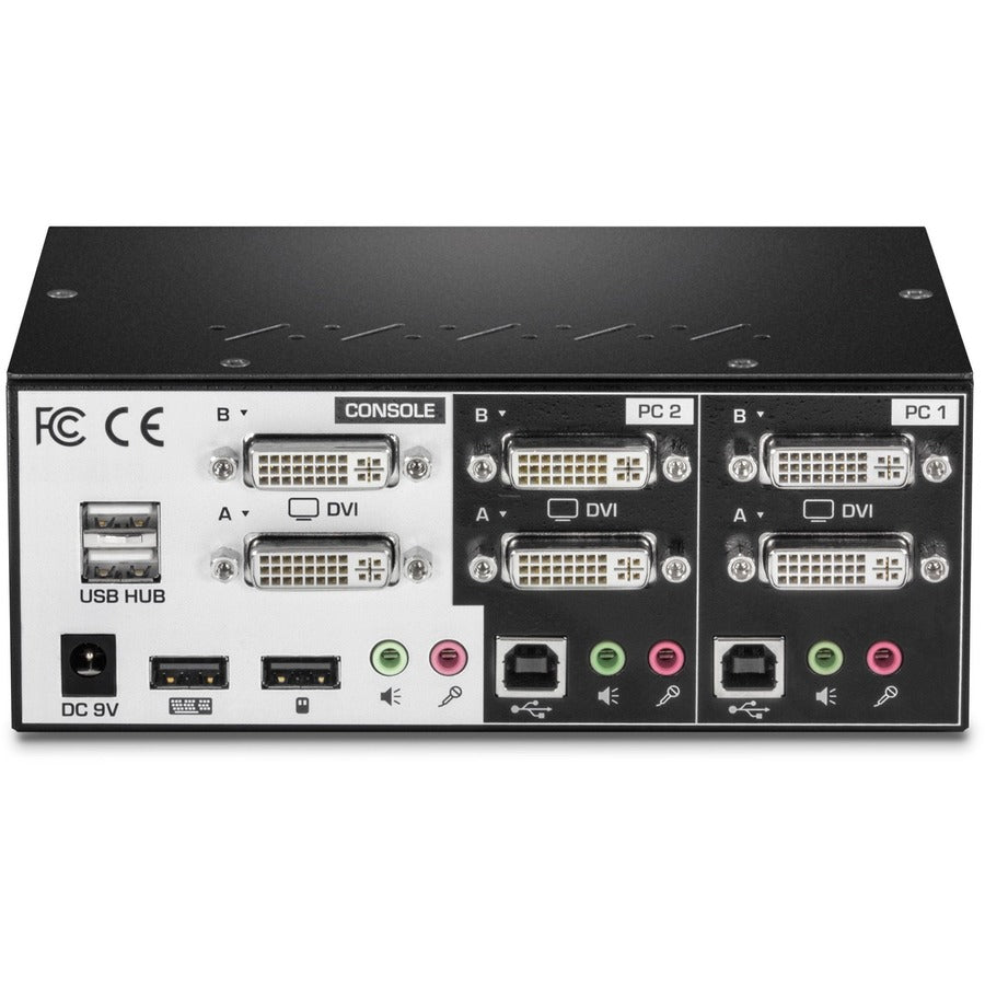 TRENDnet Commutateur KVM DVI double moniteur 2 ports avec audio, hub USB 2.0 2 ports, résolutions numériques jusqu'à 1920 x 1200, résolutions analogiques jusqu'à 2048 x 1536, TK-232DV TK-232DV