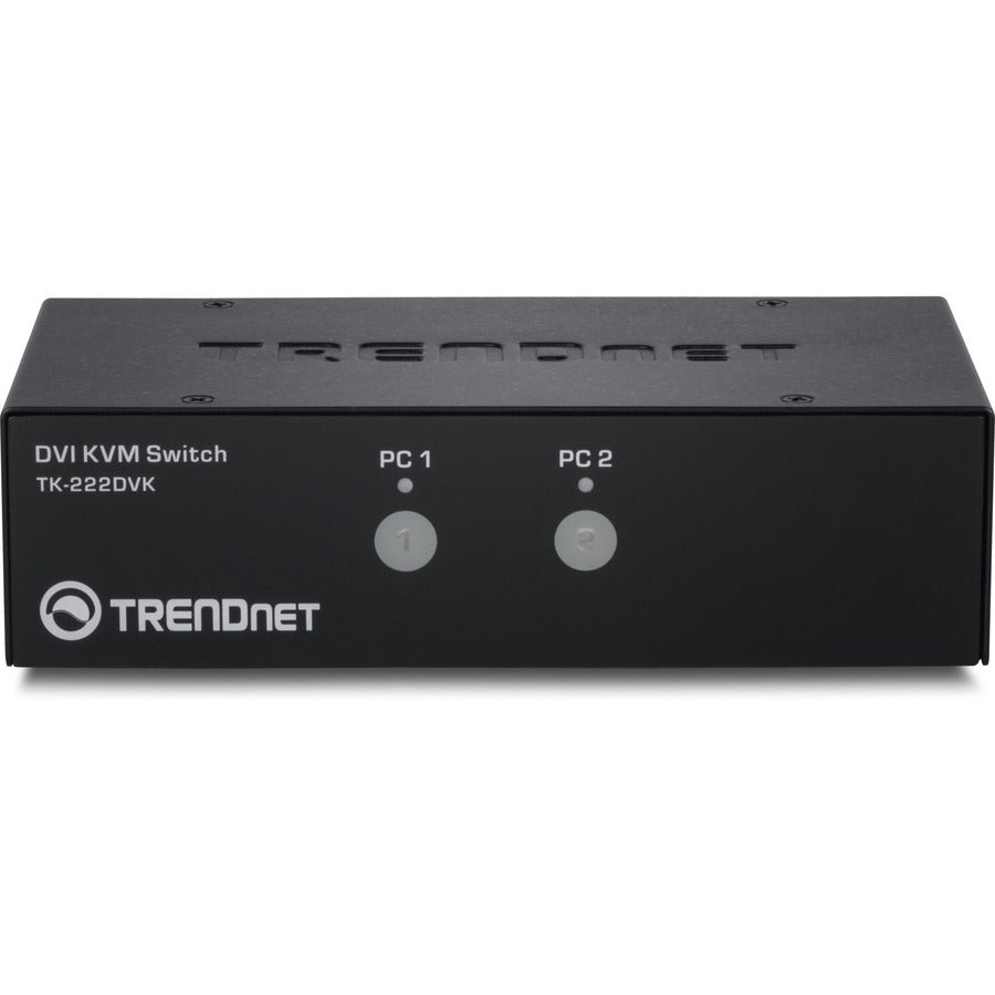 TRENDnet 2-Port DVI KVM Switch with Audio, Manage Two PC's, Hot-Keys, USB 2.0, Metal Housing, Use with a DVID-D Monitor, TK-222DVK TK-222DVK