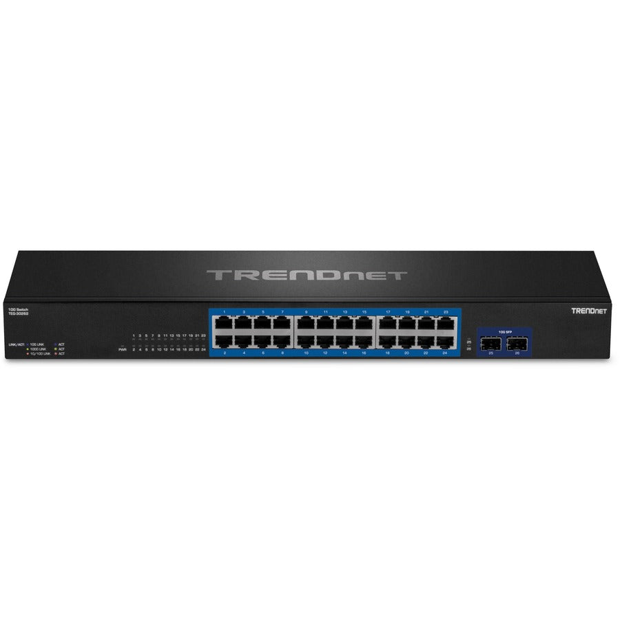 Commutateur Gigabit TRENDnet 24 ports avec 2 emplacements SFP+ 10G ; Conception sans ventilateur ; 19 ? Montable en rack 1U ; TEG-30262 TEG-30262