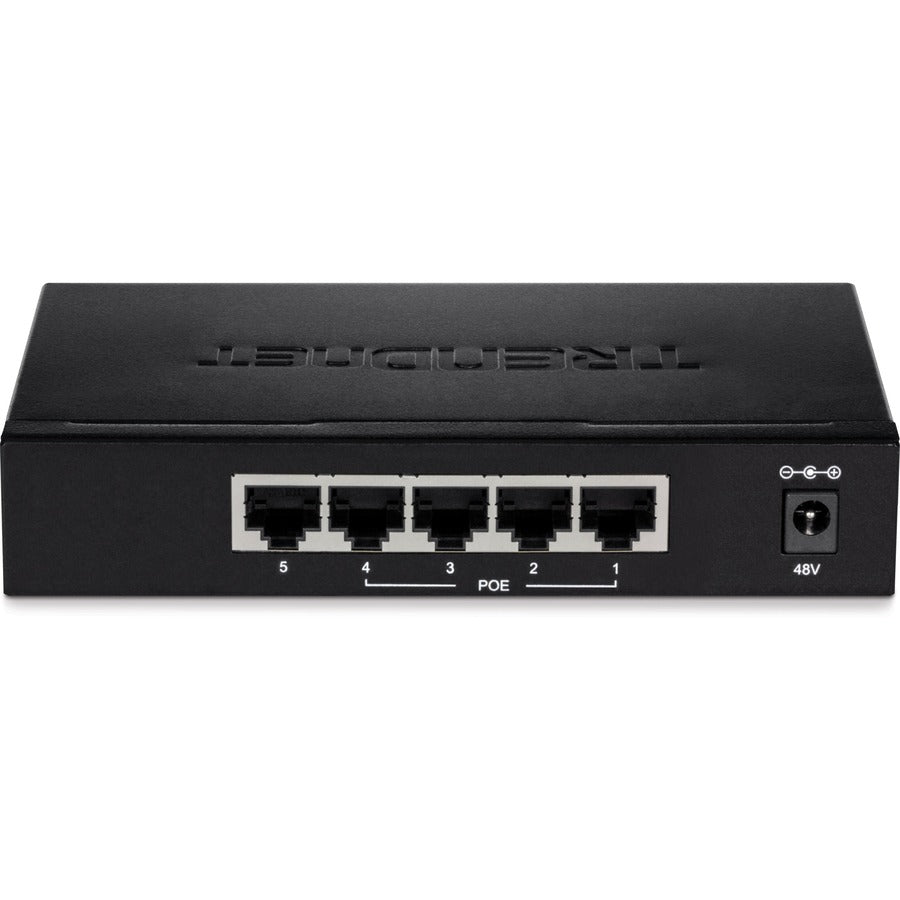 TRENDnet Switch Gigabit EdgeSmart PoE+ 5 ports, 4 ports Gigabit PoE+, 1 port Gigabit, budget d'alimentation PoE 31 W, commutateur PoE+ géré, montable au mur, protection à vie, noir, TPE-TG50ES TPE-TG50ES