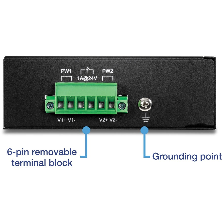 TRENDnet 8-Port Industrial Fast Ethernet PoE+ DIN-Rail Switch;TI-PE80;8 x Fast Ethernet PoE+ Ports;IP30 Network Unmanaged Switch;200W PoE Power Budget; 1.6Gbps Switching Capacity; Lifetime Protection TI-PE80