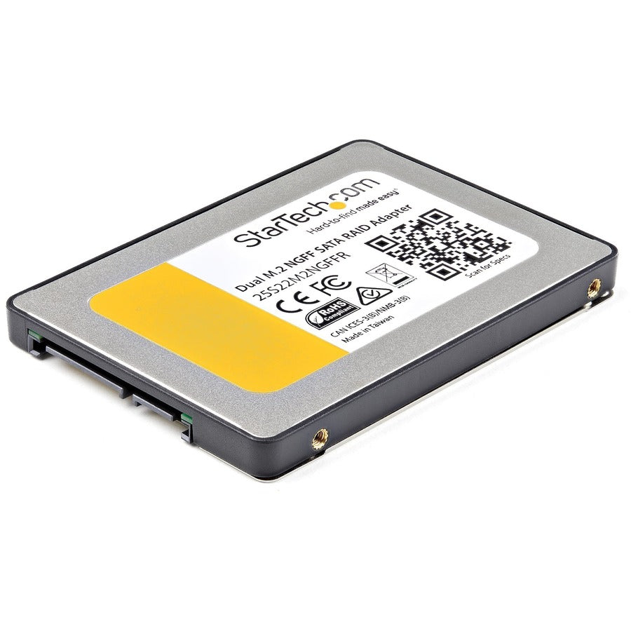 StarTech.com Adaptateur SATA double M.2 avec RAID - Convertisseur d'adaptateur RAID 2x M.2 SSD vers SATA 2,5 pouces (6 Gbit/s) avec prise en charge TRIM 25S22M2NGFFR