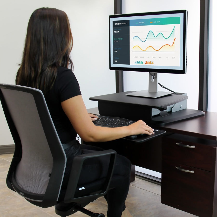 StarTech.com Height Adjustable Standing Desk Converter - Sit Stand Desk with One-finger Adjustment - Ergonomic Desk ARMSTS