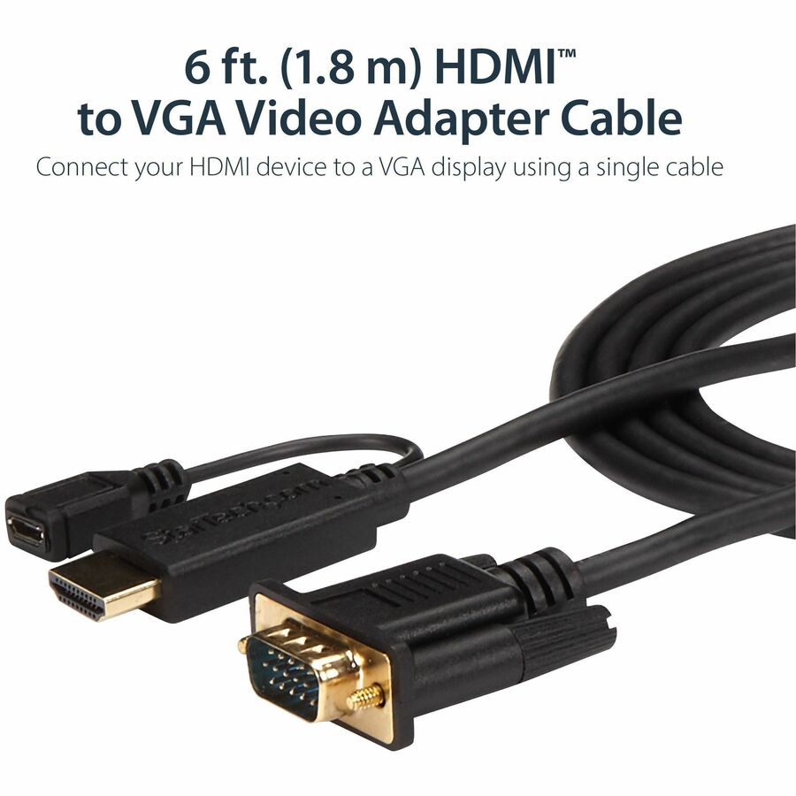 StarTech.com Câble HDMI vers VGA - 6 pi / 2 m - 1080p - 1920 x 1200 - Câble HDMI actif - Câble moniteur - Câble ordinateur HD2VGAMM6