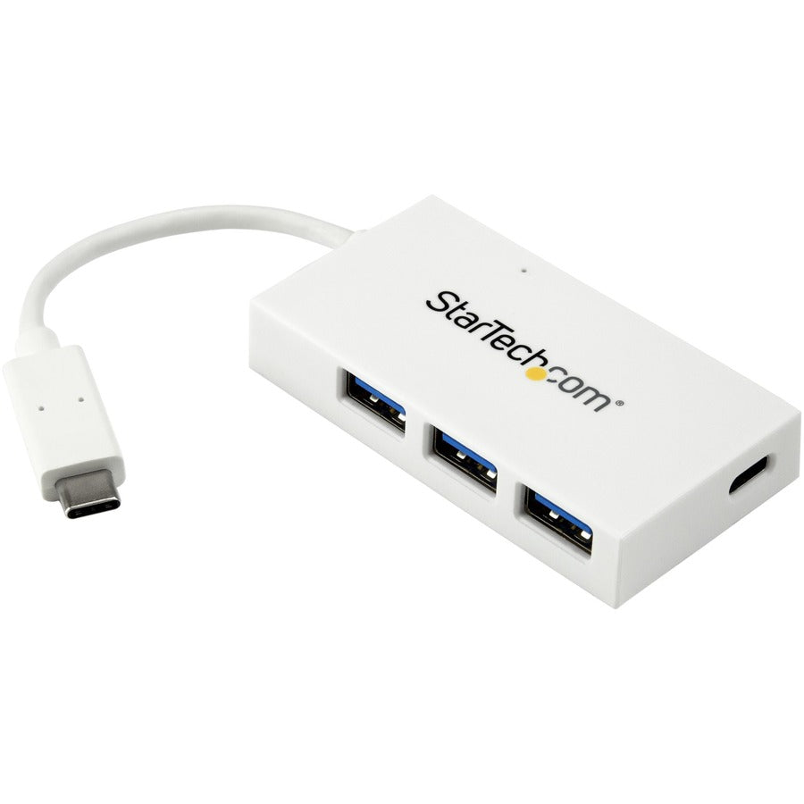 StarTech.com Hub USB C 4 ports avec 1x USB-C et 3x USB-A (SuperSpeed ​​5Gbps) - Alimenté par bus USB - Hub USB 3.0 Type-C portable/ordinateur portable - Blanc HB30C3A1CFBW