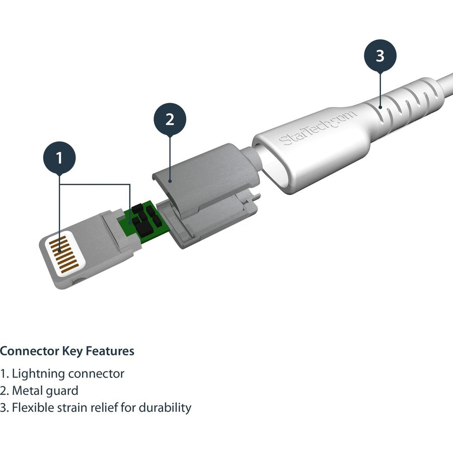 StarTech.com Câble USB-A vers Lightning blanc durable de 1 m, câble de charge/synchronisation robuste et robuste pour Apple iPhone/iPad certifié MFi RUSBLTMM1M