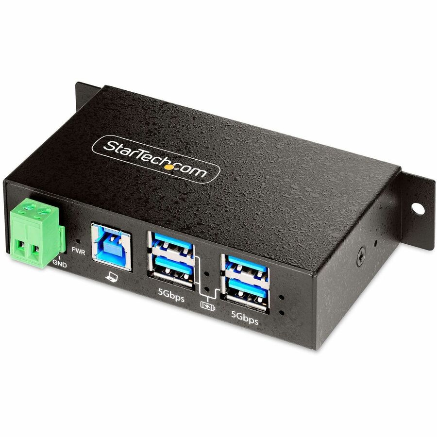 StarTech.com 4-Port Managed USB Hub, Heavy Duty Metal Industrial Housing, ESD & Surge Protection, Wall/Desk/Din-Rail Mountable, USB 5Gbps 5G4AINDRM-USB-A-HUB