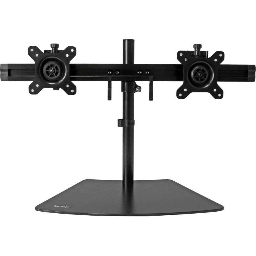 StarTech.com Dual Monitor Stand, Horizontal, For up to 24" (17.6lb/8kg) VESA Monitors, Black, Adjustable Monitor Stand, Steel & Aluminum ARMBARDUO