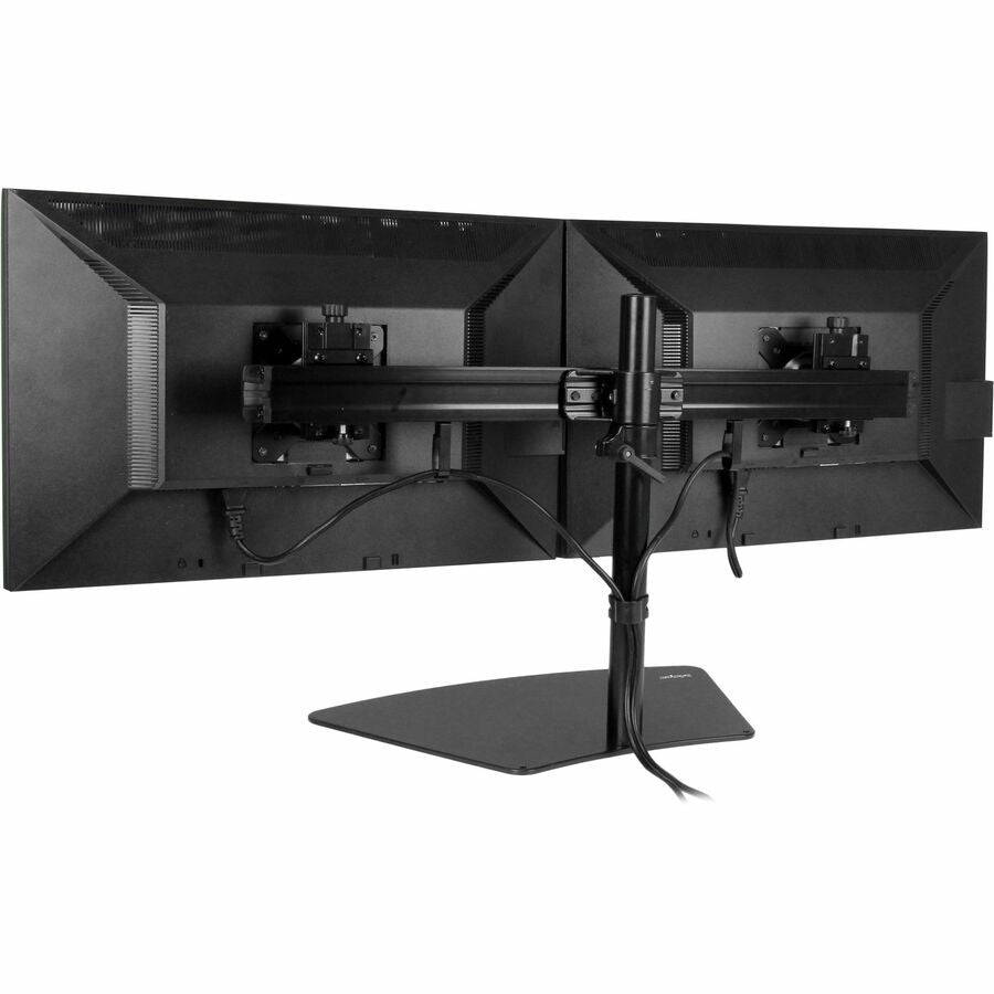 StarTech.com Dual Monitor Stand, Horizontal, For up to 24" (17.6lb/8kg) VESA Monitors, Black, Adjustable Monitor Stand, Steel & Aluminum ARMBARDUO