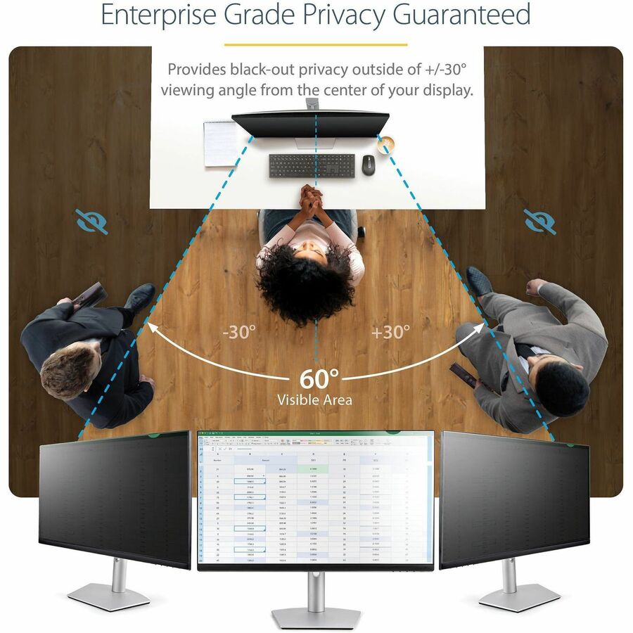 StarTech.com Monitor Privacy Screen for 24" Display - Widescreen Computer Monitor Security Filter - Blue Light Reducing Screen Protector PRIVSCNMON24