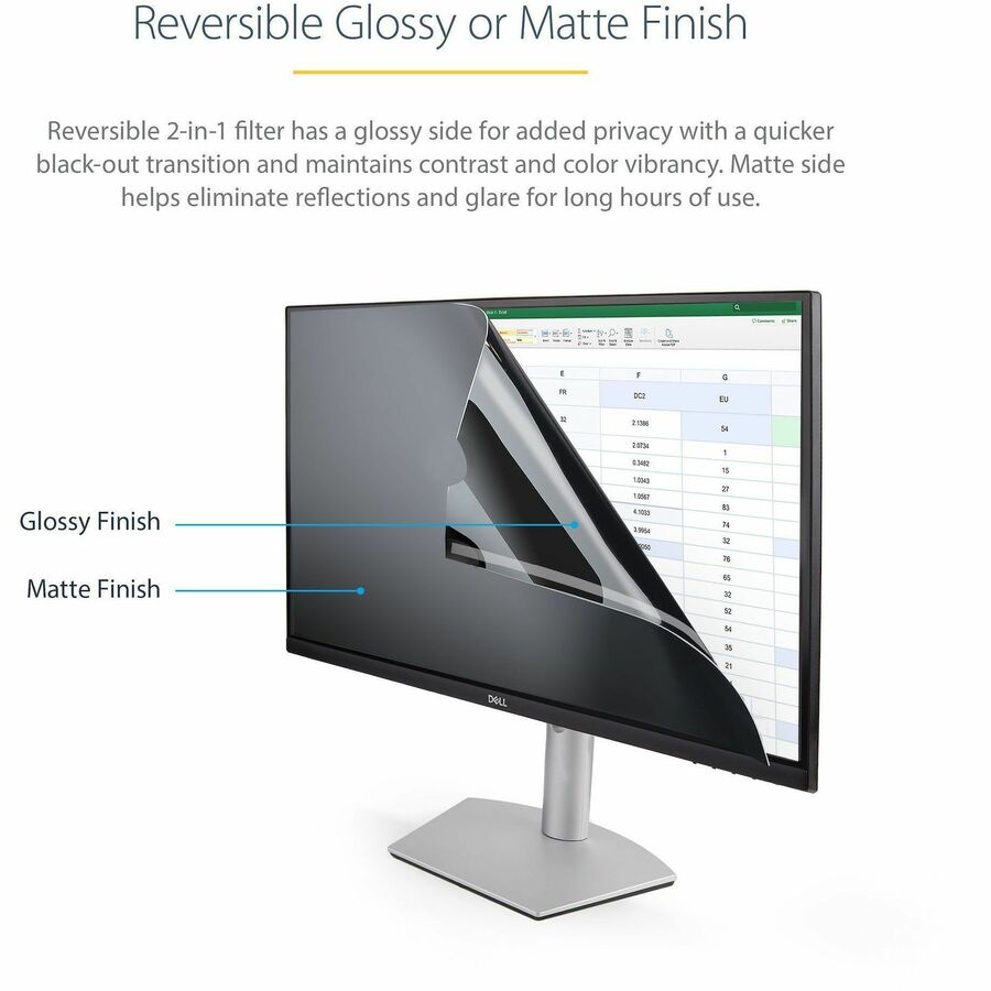 StarTech.com Monitor Privacy Screen for 24" Display - Widescreen Computer Monitor Security Filter - Blue Light Reducing Screen Protector PRIVSCNMON24
