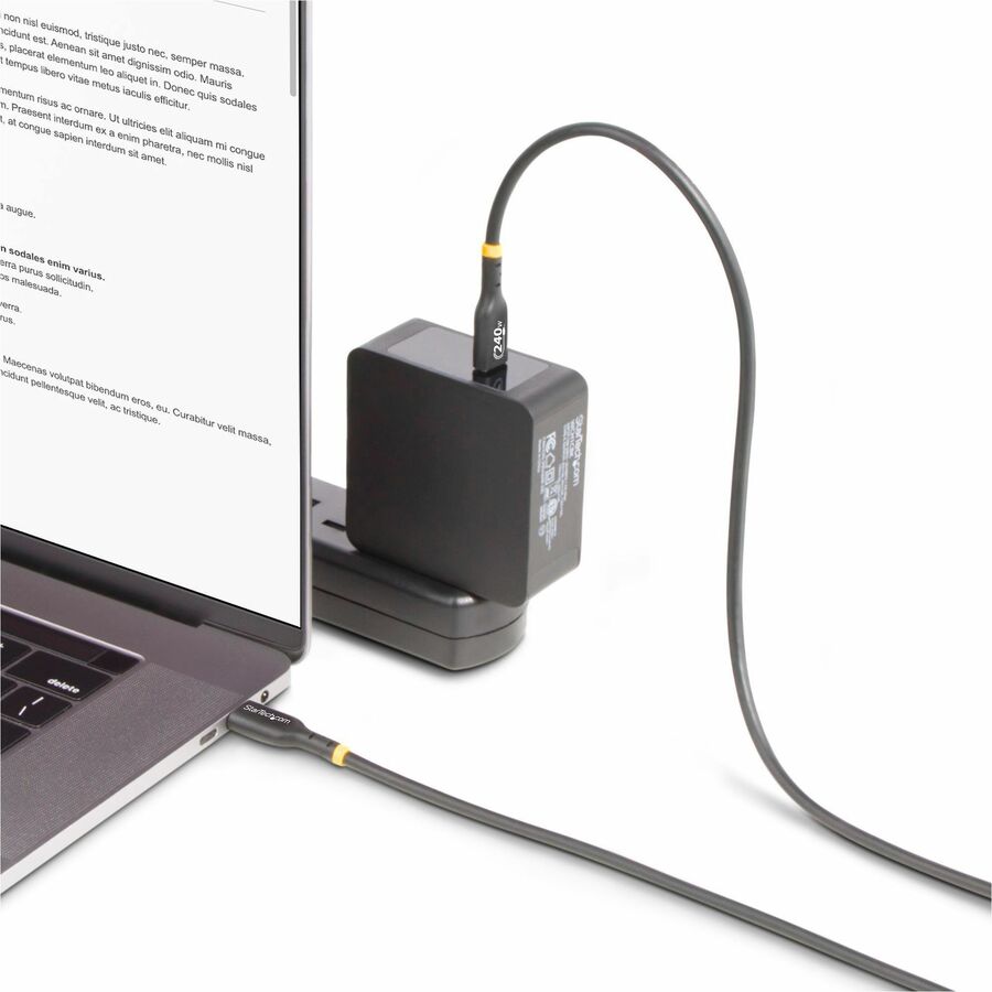 StarTech.com 3ft USB-C Charging Cable, USB-IF Certified USB C Cable, 240W PD EPR, USB 2.0 Type-C Laptop Charger Cord, TPE Jacket, M/M USB2EPR3F