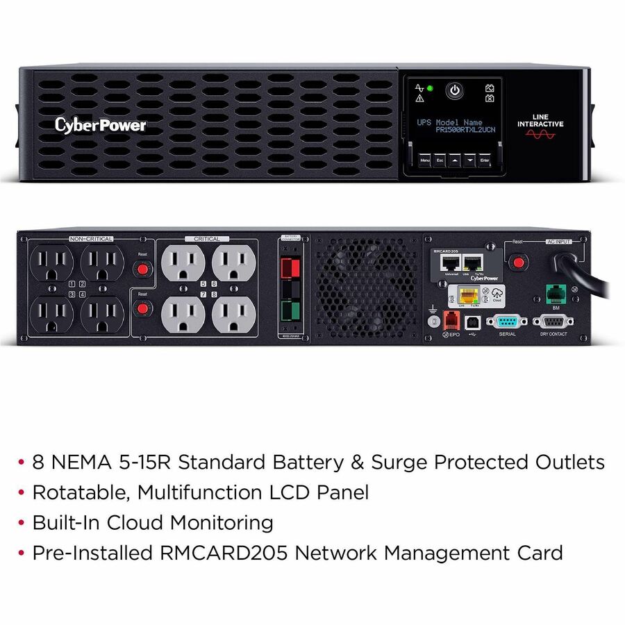 CyberPower Smart App Sinewave PR1500RTXL2UCN Onduleur convertible tour/rack 1 500 VA PR1500RTXL2UCN