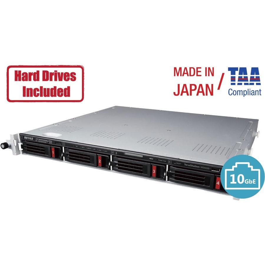 BUFFALO TeraStation WS5420 4-Bay Rackmount Windows Server IoT 2019 NAS 16TB Hard Drives Included WS5420RN16S9