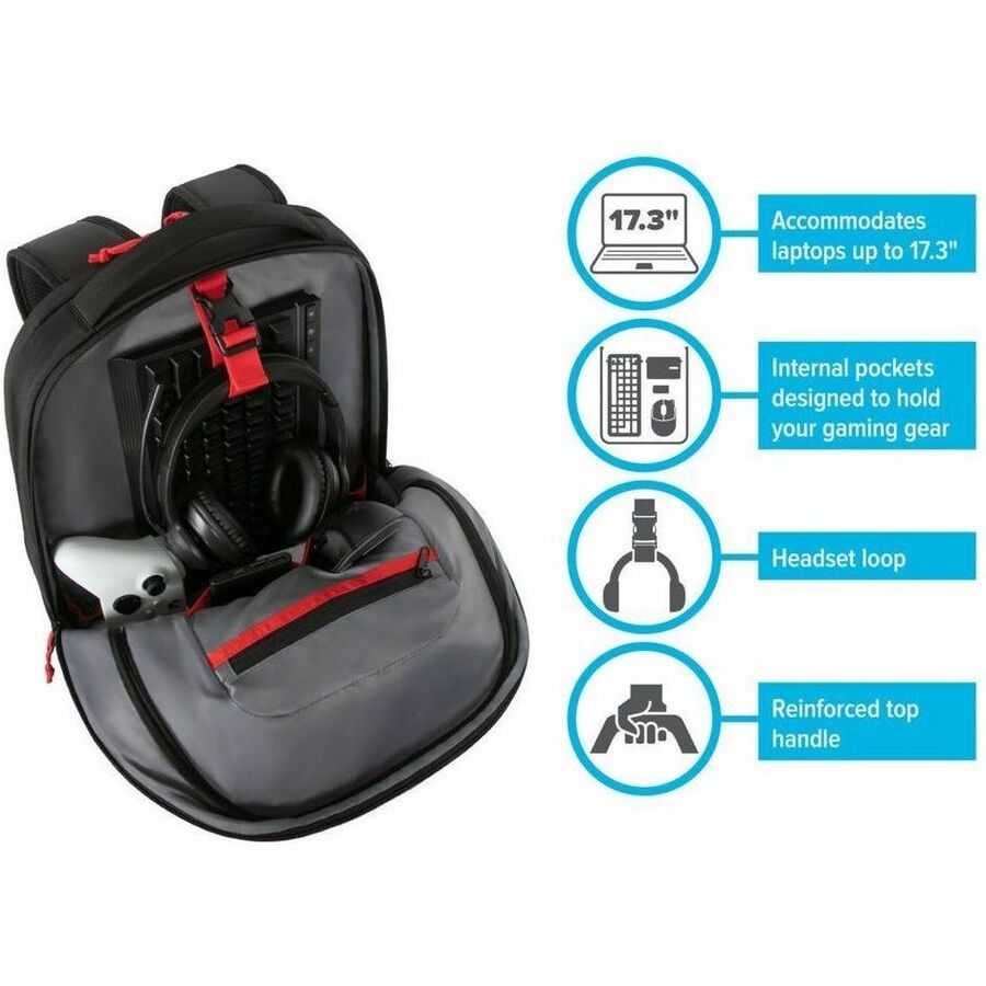 Targus Strike II TBB639GL Carrying Case (Backpack) for 17" to 18" Notebook - Black/Red TBB639GL