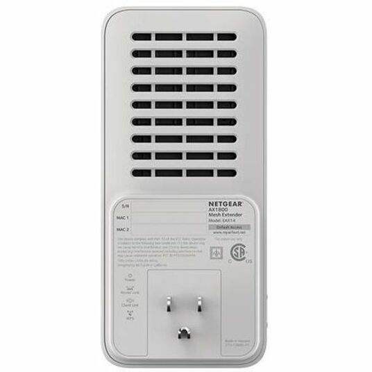 Netgear EAX15 Dual Band IEEE 802.11 a/b/g/n/ac/ax/k/i 1.80 Gbit/s Wireless Range Extender EAX15-200CNS