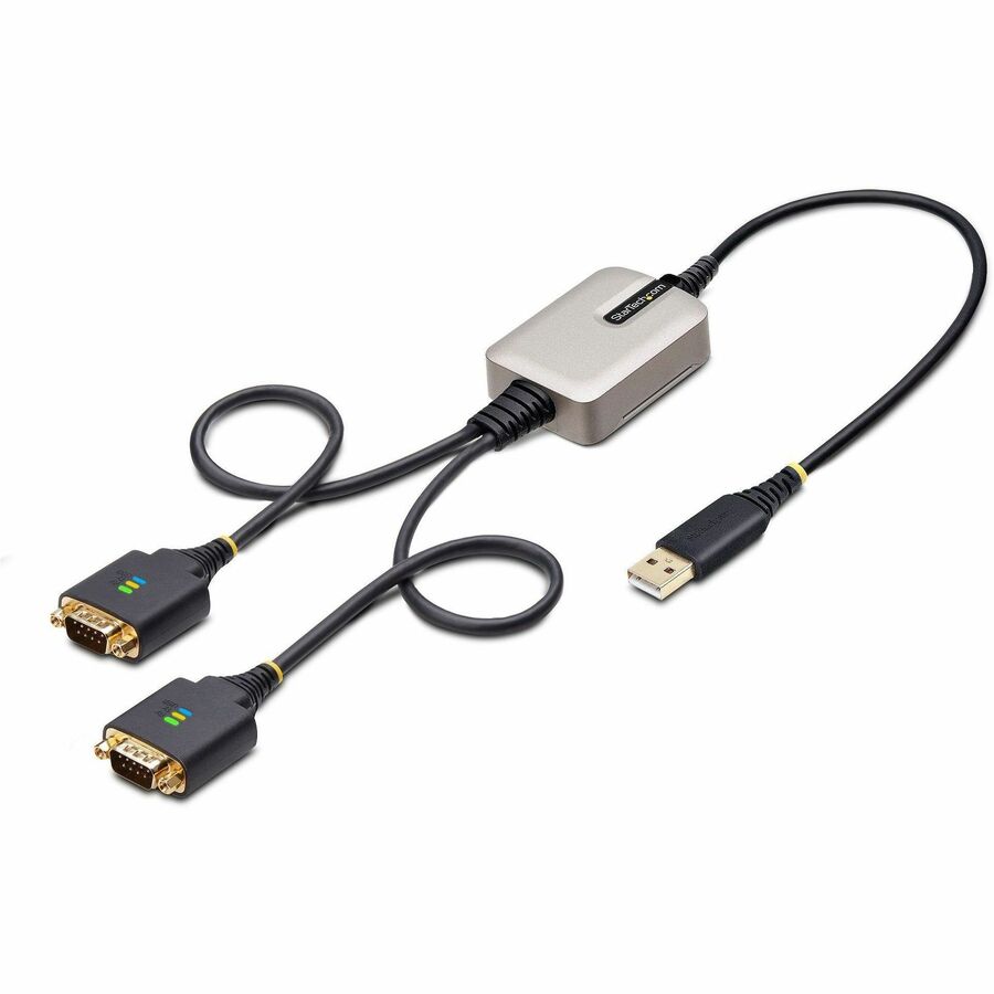 StarTech.com 2ft/60cm 2-Port USB to Serial Adapter Cable, COM Retention, FTDI, DB9 RS232, Changeable DB9 Screws/Nuts, Windows/macOS/Linux 2P1FFC-USB-SERIAL