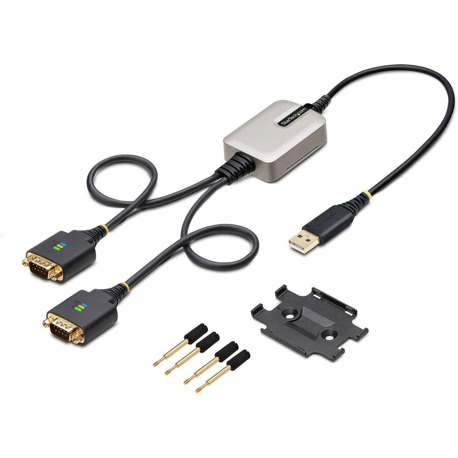 StarTech.com 2ft/60cm 2-Port USB to Serial Adapter Cable, COM Retention, FTDI, DB9 RS232, Changeable DB9 Screws/Nuts, Windows/macOS/Linux 2P1FFC-USB-SERIAL