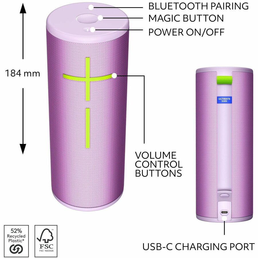 Ultimate Ears BOOM 4 Portable Bluetooth Speaker System - Enchanting Lilac 984-002009