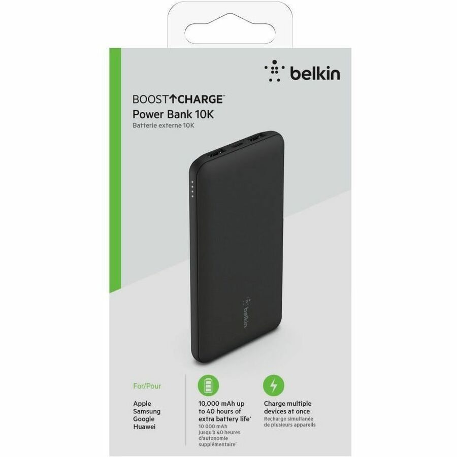 Belkin 15W USB-C 3-Port Power Bank - 10k mAh - 1xUSB-C (15W), 2xUSB-A (10W) - Portable Charger - w/ USB-C Cable - Black BPB011BTBK