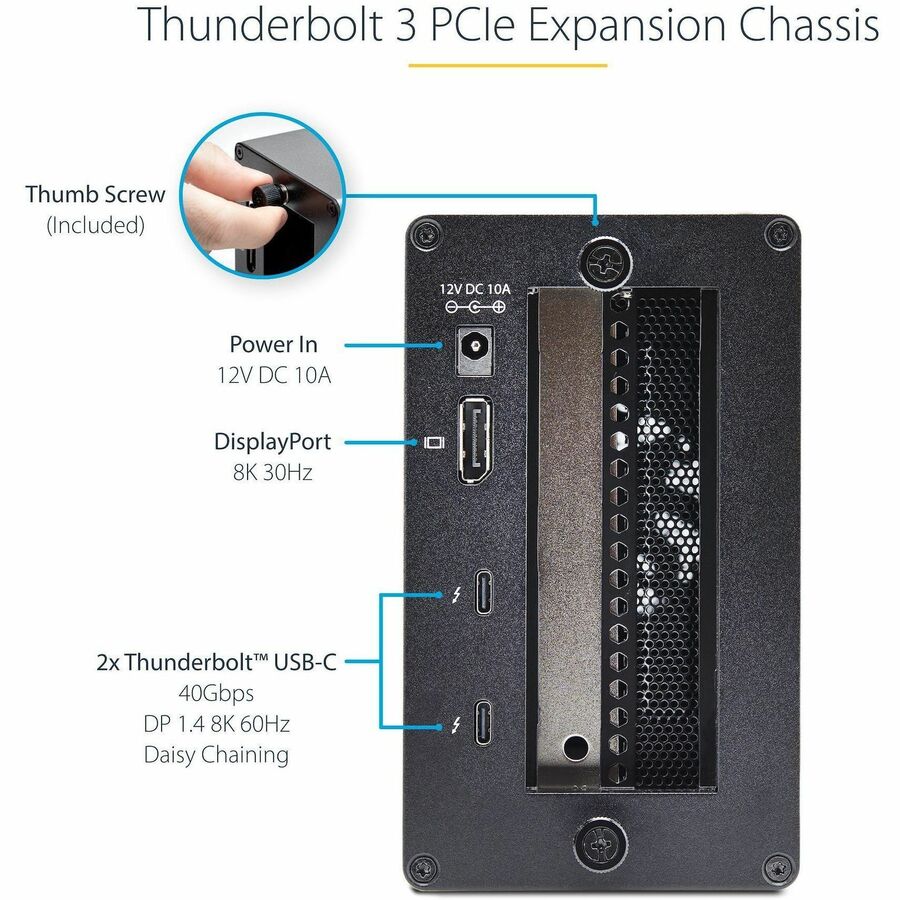 StarTech.com Thunderbolt 3 PCIe Expansion Chassis, Enclosure Box W/Dual PCI-E Slots, External PCIe Slots, 8K/4K Output Via TB3/DP 1.4 Ports 2TBT3-PCIE-ENCLOSURE