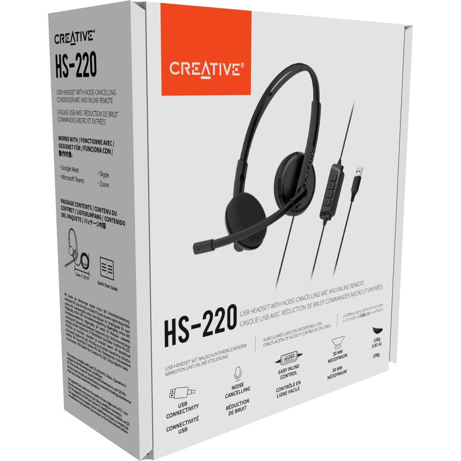 Creative HS-220 USB Headset with Noise-Cancelling Mic and Inline Remote 51EF1070AA001