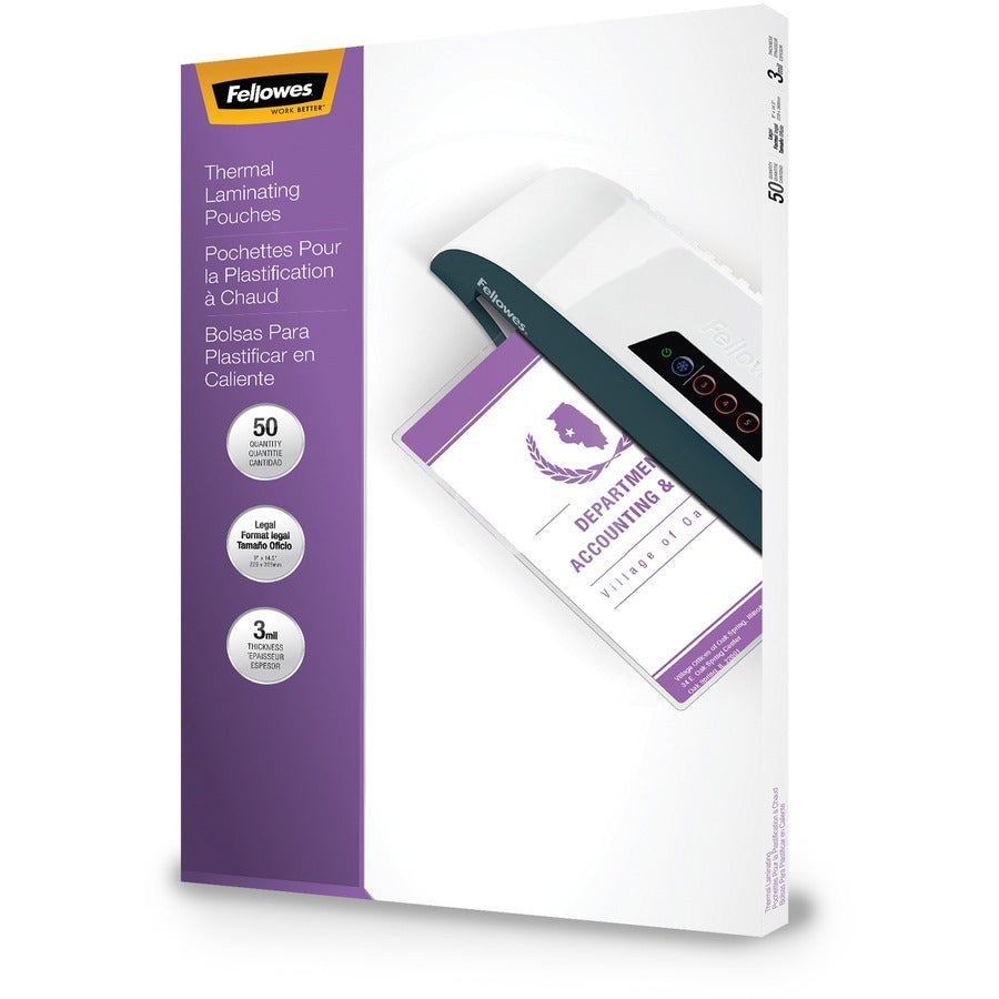 Fellowes Glossy Pouch - Legal, 3 mil, 50 pack 52226