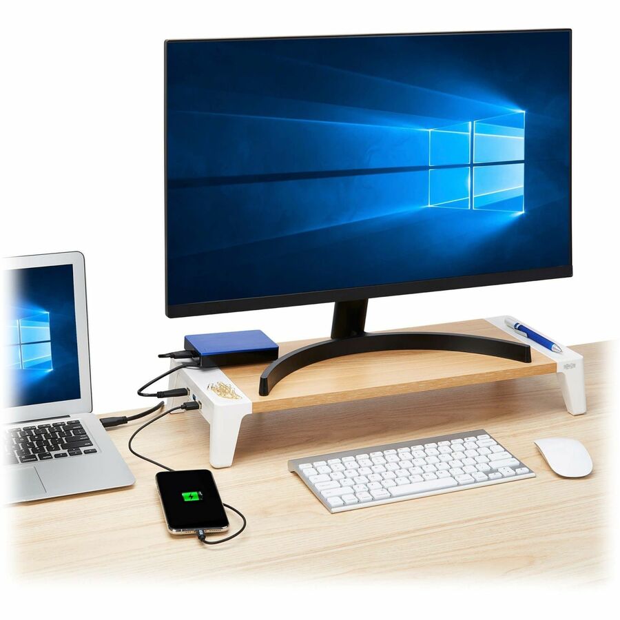 Tripp Lite by Eaton Monitor Riser for Desk - Wood Top, USB-A Charge and Data Ports MR229USB