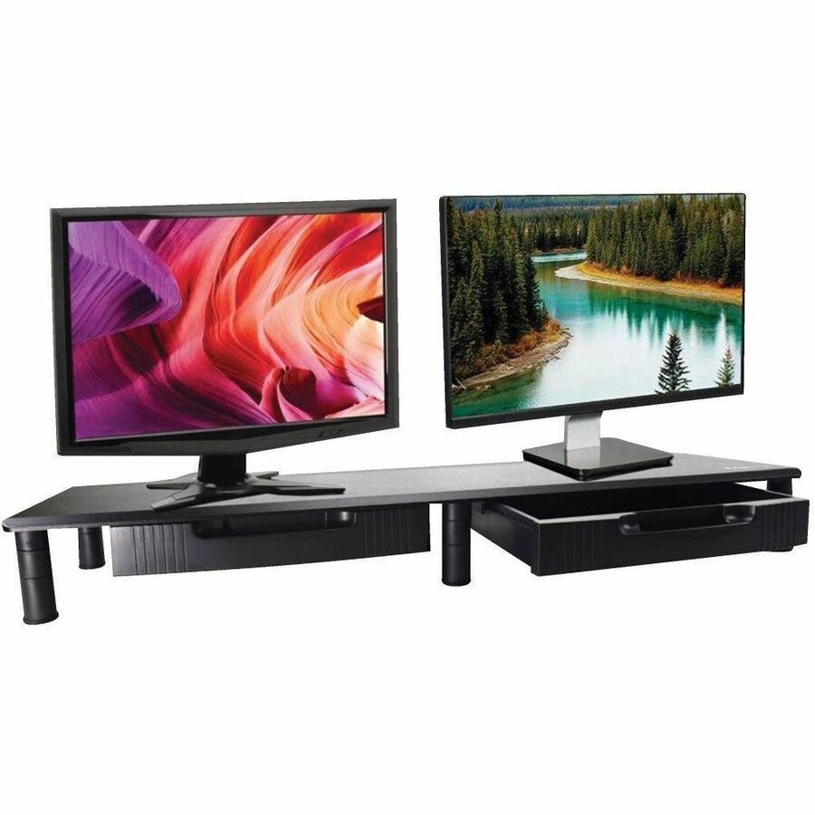 Tripp Lite by Eaton Extra-Wide Dual-Monitor Riser with Storage Drawers, 39 x 11 in., Black, TAA MR4011DTAA