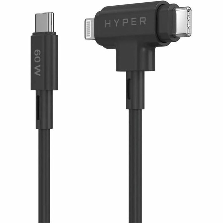 Targus HyperJuice USB-C and Lightning Hybrid Silicone Cable (1.5m/5ft) - Black HJ4010BKGL