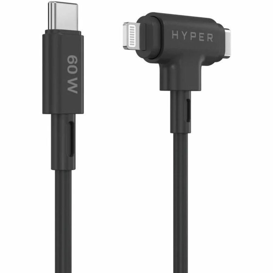 Targus HyperJuice USB-C and Lightning Hybrid Silicone Cable (1.5m/5ft) - Black HJ4010BKGL