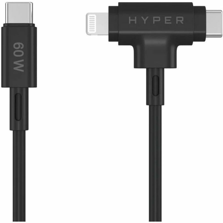 Targus HyperJuice USB-C and Lightning Hybrid Silicone Cable (1.5m/5ft) - Black HJ4010BKGL