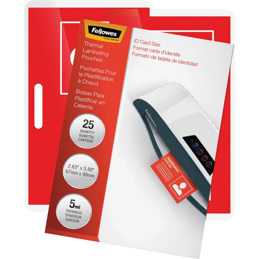 Fellowes Glossy Pouches - ID Tag not punched, 5 mil, 25 pack 52007