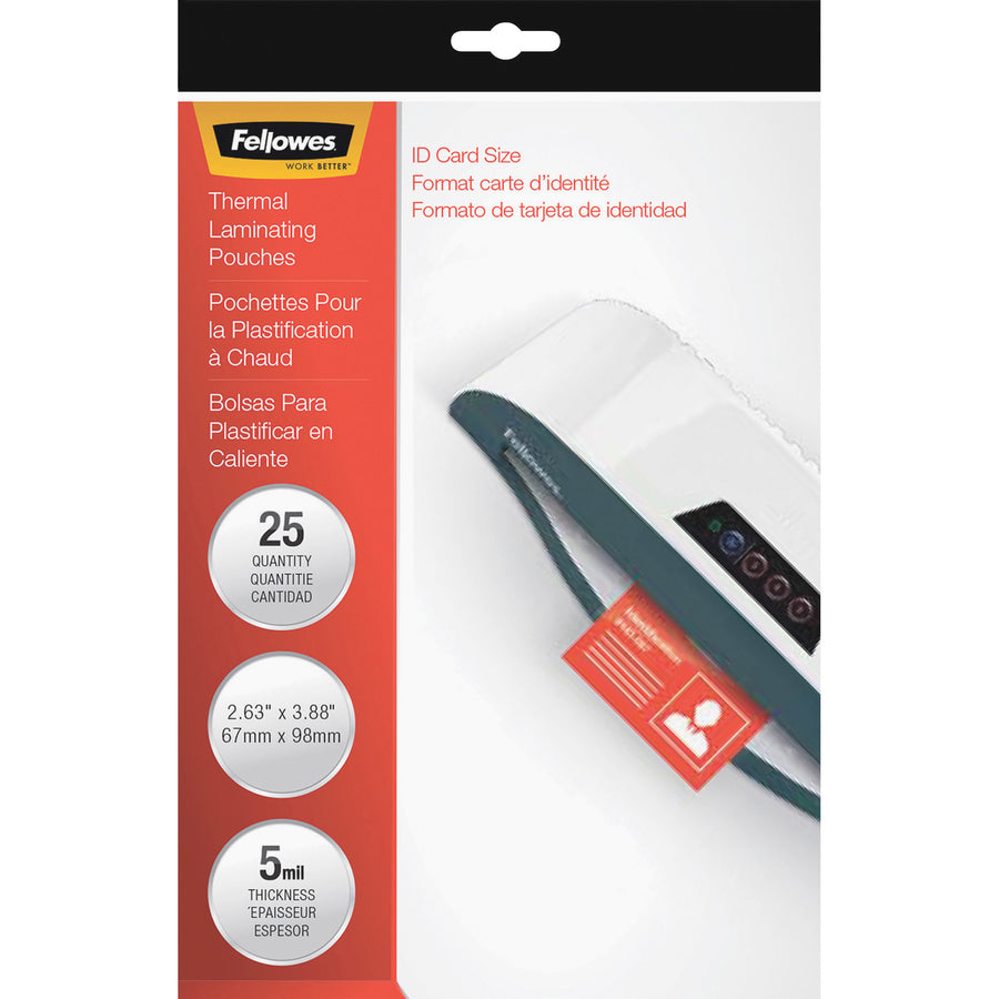 Fellowes Glossy Pouches - ID Tag not punched, 5 mil, 25 pack 52007