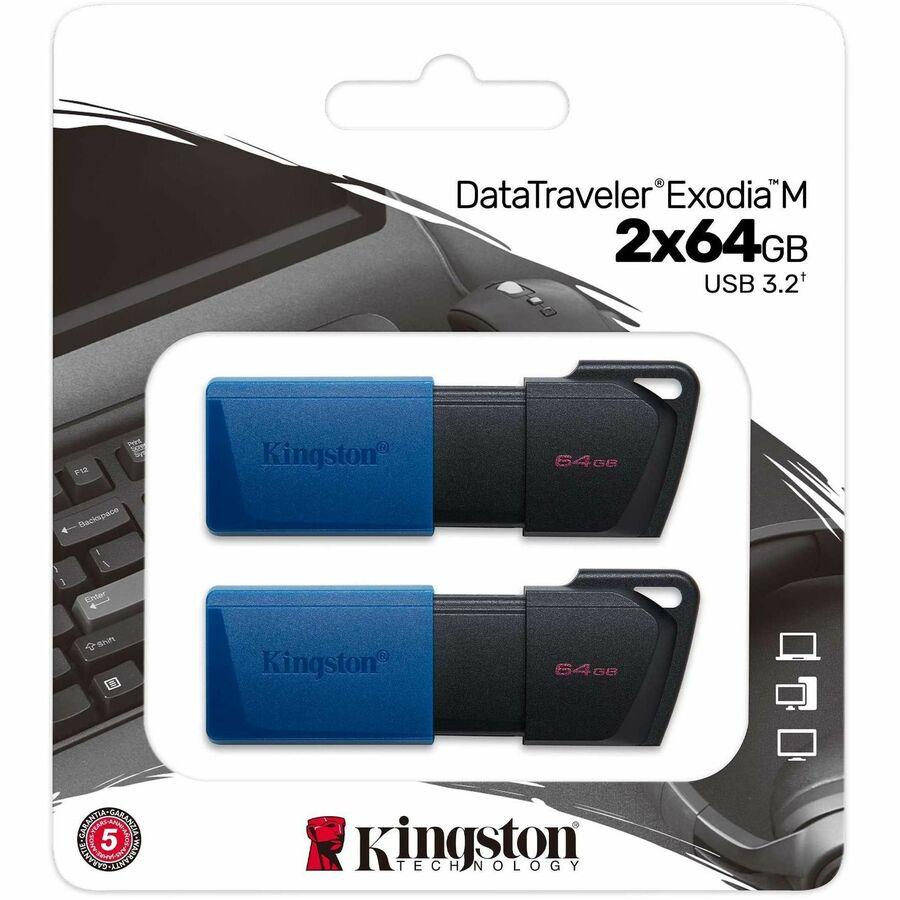 Kingston DataTraveler Exodia M 64GB USB 3.2 (Gen 1) Flash Drive DTXM/64GB-2PCR