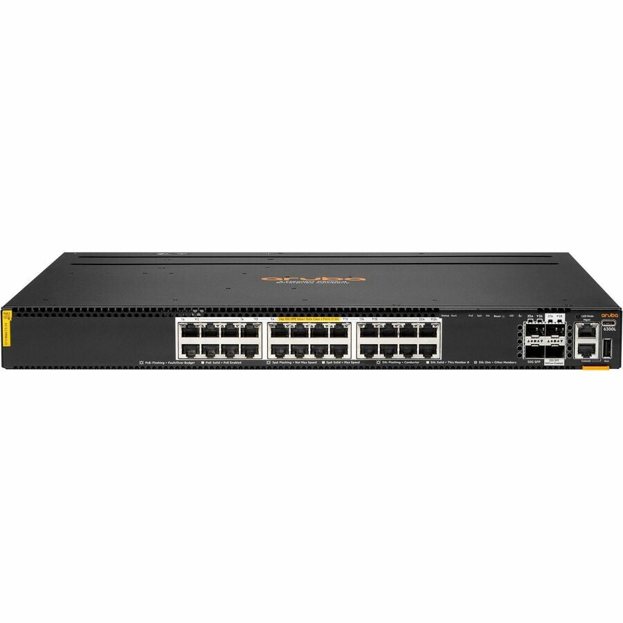 Aruba 6300L 24p Smart Rate 1G/2.5G/5G/10G CL6 2p SFP56 50G 2p SFP28 25G L2 Switch S3L75A