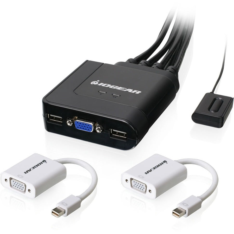 IOGEAR 2-Port USB VGA Cable KVM with Mini DisplayPort Adapters GCS72MDPKIT