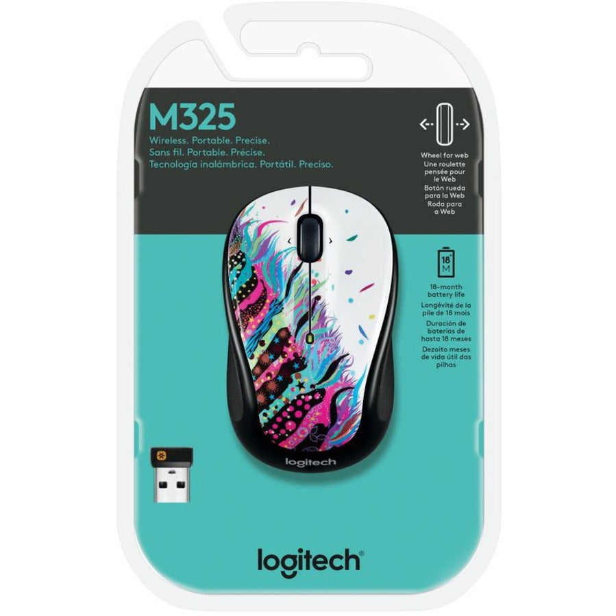 Logitech M325 Wireless Mouse, 2.4 GHz with USB Unifying Receiver, 1000 DPI Optical Tracking, 18-Month Life Battery, PC / Mac / Laptop / Chromebook (Celebration Black) 910-003803